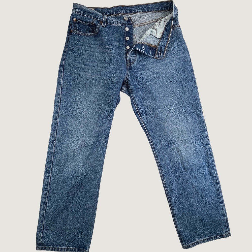 Levis Premium 501 90s Jeans Mens Tag 31x30 (34x29) Blue Straight Leg Button Fly